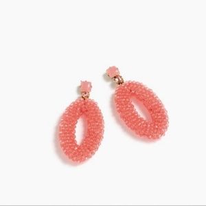 J. Crew Beaded Drop Oval Earrings Coral Ret $65